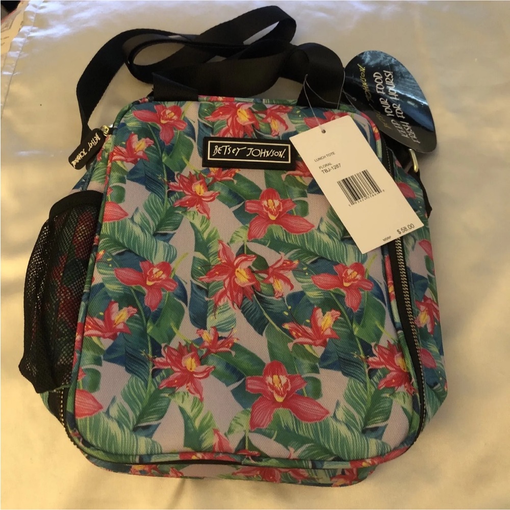 Betsey Johnson Tropical Floral Insulated Lunch Tote Shoulder Strap NWT